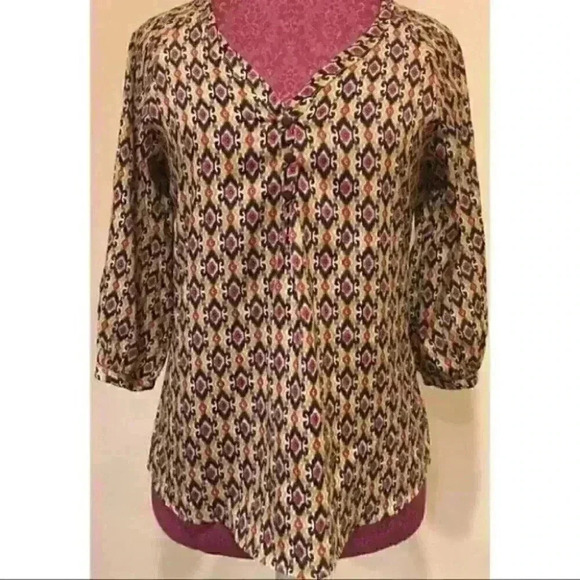 Ophelia FC Tops - Ophelia FC Multi Colored Moroccan Print Top Sz S